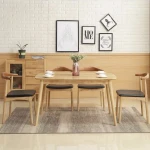 Customized European Cheap Square Rubber Slab Wood Dining Room Table Furniture