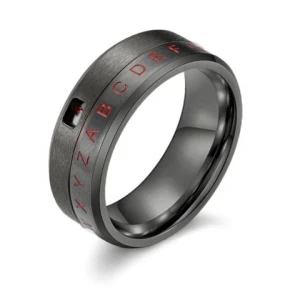 Customized Rotating Cipher Calendar Digital Stainless Steel Ring English Letter Rings Personalized Men Ring