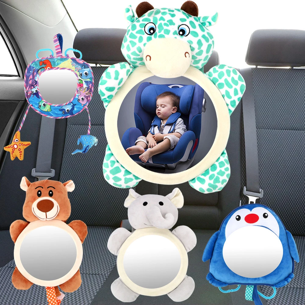 Cute Adjustable Kids Rear Facing Mirrors Safety Seat Car Baby Mirror Auto Decorations Headrest Mount Wide View Rear Mirror