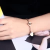 Dainty Rose Gold Rolo Chain Bracelet Women OT Toggle Stainless Steel Hand Jewelry Heart Charm Bracelets