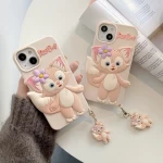 Designer Girls Pink Color Cute Phone Case Soft Silicone Phone Case With 3d Mirror For Apple Iphone 13 Pro Max Cover