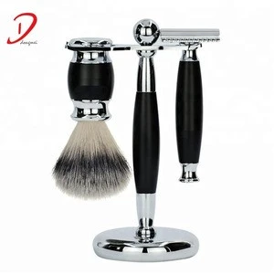 Dongshen High quality shaving gift  kit,safety razor set with synthetic hair shaving brush