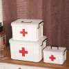 Double Layer Box Medical Storage Box Chest, Plastic Bin Hand Carry Medicine Pill Storage First Aid Kit Case Box Household