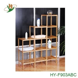 Eco-friendly 4-tier 9-Cube bamboo wooden bathroom shelf