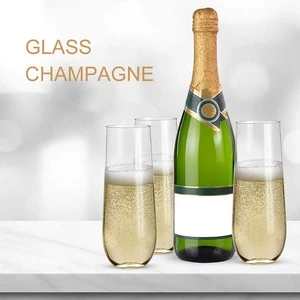 Eco-Friendly material champagne stemless glasses wholesale wedding plastic flute glass with Custom Logo