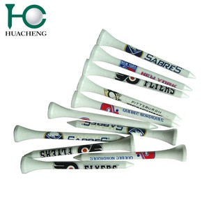 Factory direct bamboo golf tees with hot transfer logo imprint