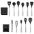 Import Factory Direct Sales Black Cooking Utensils Set 13Pcs Stainless Steel Handle Silicone Kitchenware Sets from China