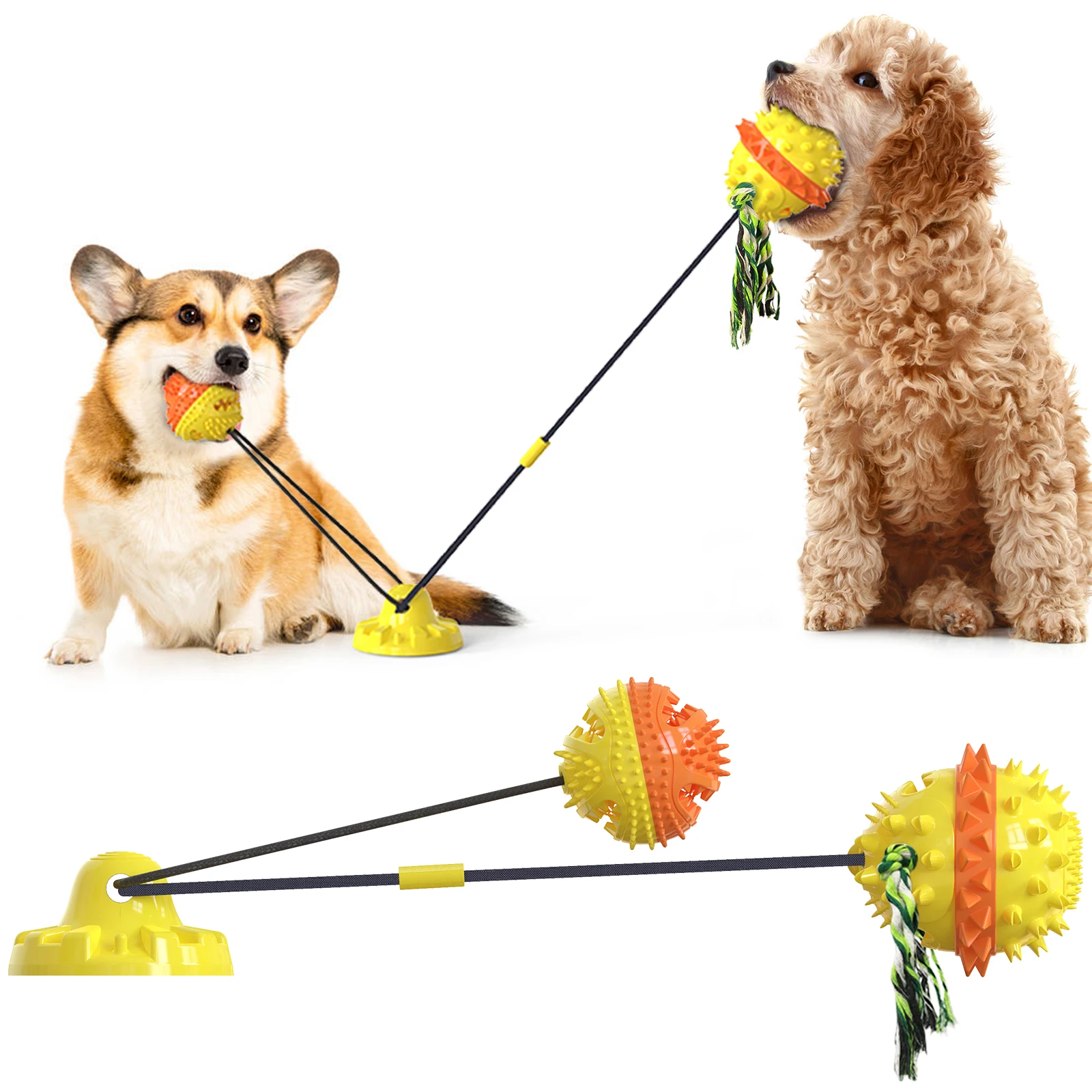 Factory indestructible dog ballsuction cup biting dog toy chew rope toys dog rope toy
