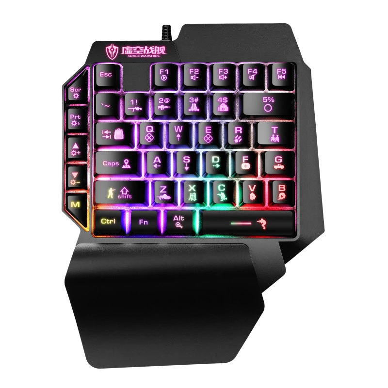 Factory Outlet RGB Backlight Eating Chicken Throne Phone Tablet One-Handed Keyboard