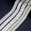 Factory Price Cotton Eyelet  Embroidered Tulle Fabric Embroidery Crochet Lace Trim Beige