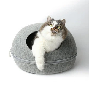 Factory Wholesale Soft and Warm Egg Shape Dome Felt Cat dog Cave Bed Pet House