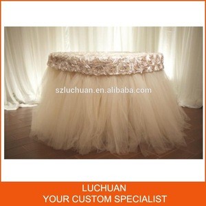 Fancy Rosette Wedding Table Skirting Designs Tulle Tulle Table Skirt
