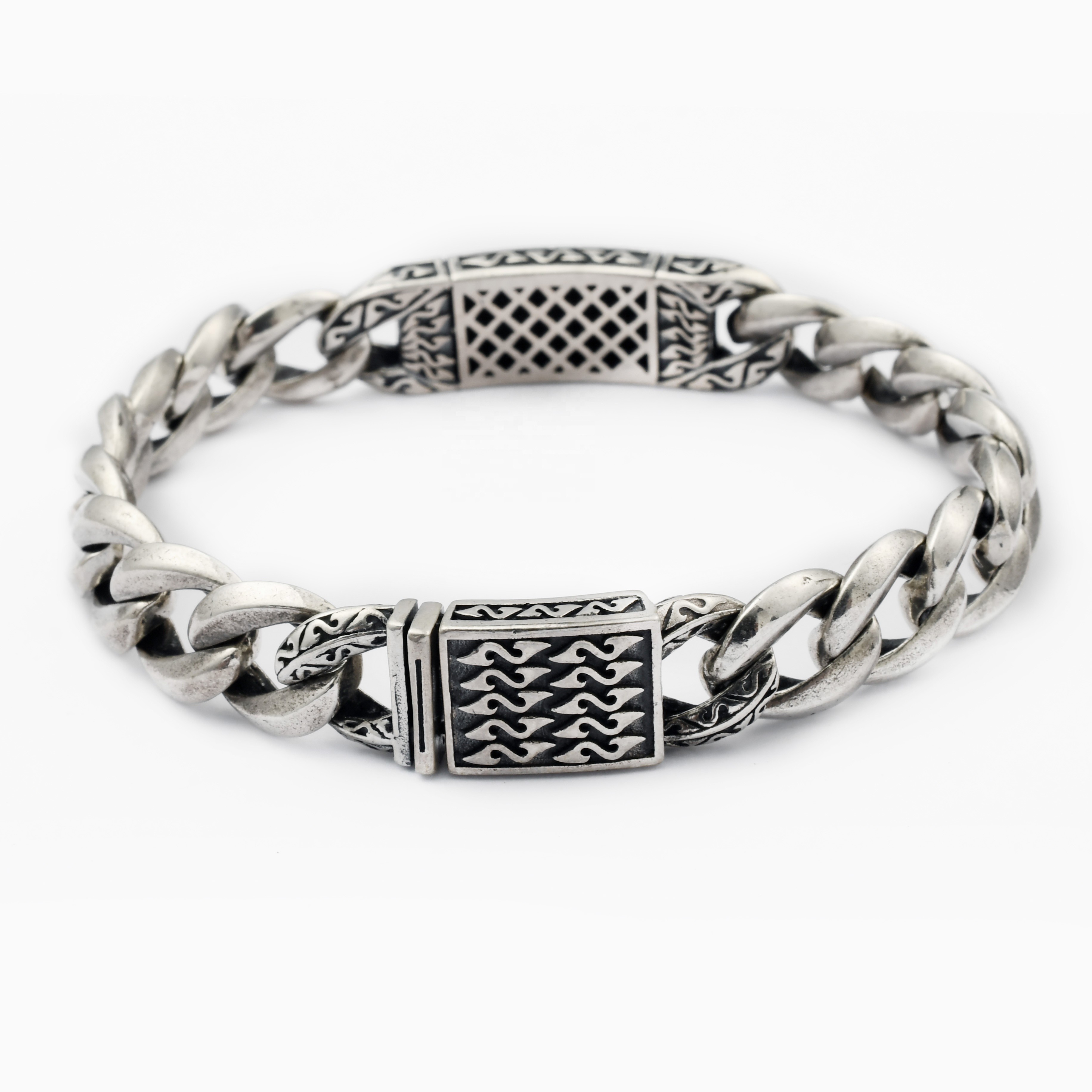 Fashion 925 Silver Men Jewellery Affirmation Snap On bracelet