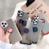 Fashion color-changing button with metal ring bracket at four corners cell phone accessories for iPhone 11 Pro for HUAWEI p30