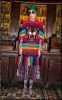 Fashion Multi Color Tiger Jacquard Ladies Wool Poncho Knitting Sweater With Tassel