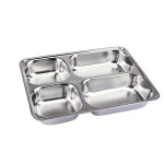 Fashion non-slip food serving trays non rusty restaurant fast stainless steel compartment plates mirror tray