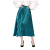 Female Fashion Elastic High Waist Slim Chiffon Maxi Pleated Skirt