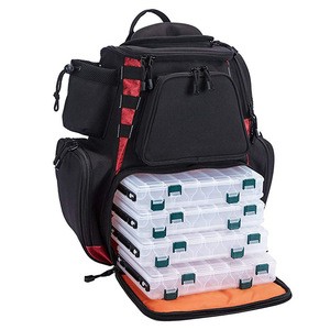 Fishing Tackle Backpack with 4 Trays Large Waterproof Tackle Bag Storage