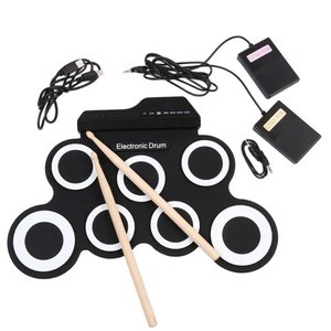 Foldable electronic drum set portable roll up digital drum kit silicone drum set with high quality
