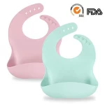 Food Grade Waterproof Toddler Bib Easy Clean Reusable  Silicone Baby Bibs