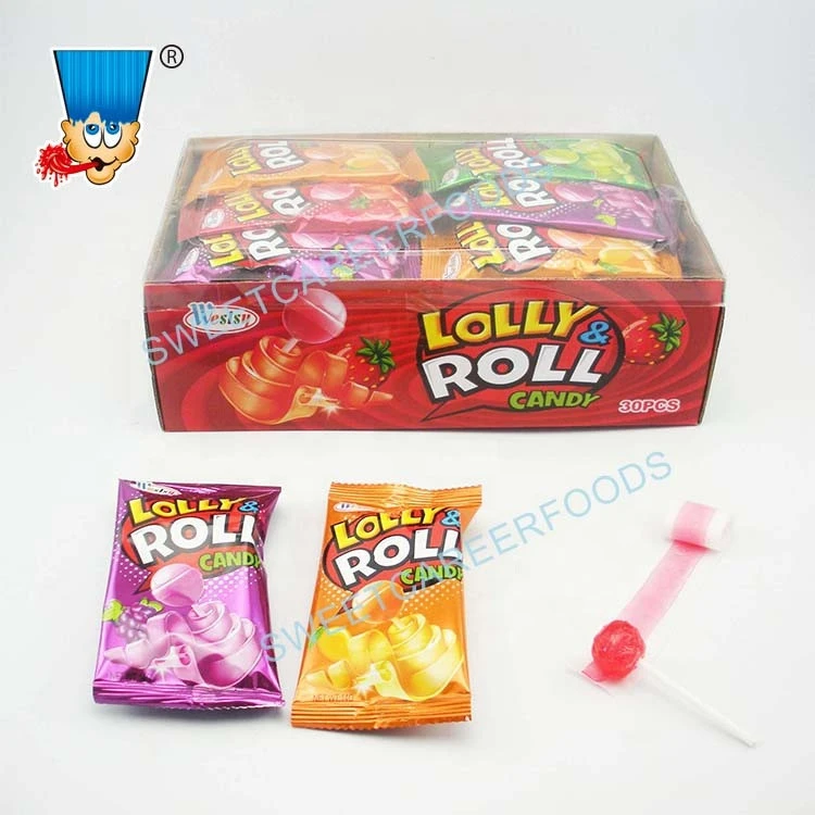 Fruity Mini Lollipop With Belt Gummy Jelly Roll Candy Confectionery