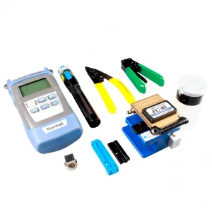 FTTH Assembly Stripping Splicing Termination Optical Power Meter and VFL and Fiber Cleaver Fiber Optic Tool Kit