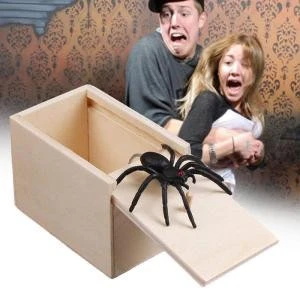 Funny Prank Spider Wooden Scare Box  Toy Kids Adult in Trick Gifts