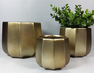 Garden Supplies Matt gold Ceramic Flower Pots Succulent Plant Desktop Decor Bonsai Pot