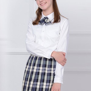 Girls White Shirt School Uniform With Pleat Plaid Skirt