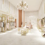 Golden color  clothing shop display rack