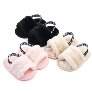 Good Baby Shoes Factory Customized Fashion Fur Baby Sandals & Slippers Anti Slip Sole Summer Baby Footwear