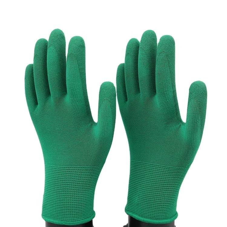 Green Nitrile Nylon Sandy Gloves Accept Custom Order