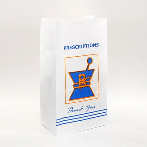 50gsm Custom Logo Printed Recyclable Environmental Waterproof Kraft Air Sickness Pharmacy Medical Paper Bags