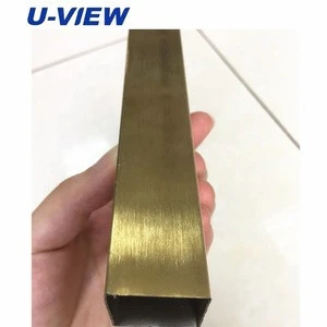 Hairline gold color decorative stainless steel pipe