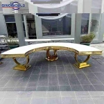 hall round wedding used glass marble top stainless steel frame dining table