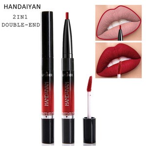 HANDAIYAN Lasting Non Stick Cup and Non Decoloring Lip Liner Add Lip Gloss Double Head Convenient 14 Colors Lips Beauty Makeup