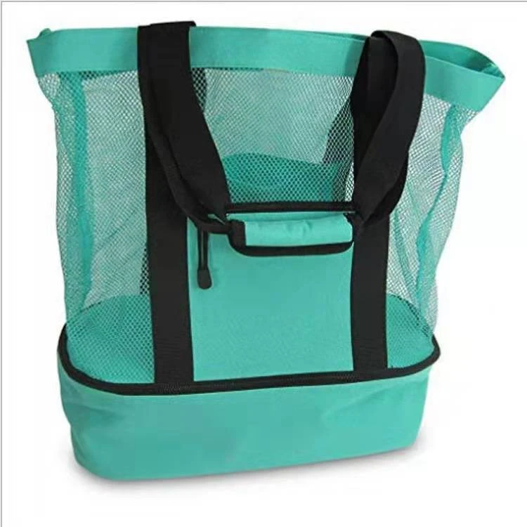 Handbag shoulder grid double-layer insulation picnic lunch bag cooler bag for travel beach use