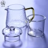 Handblown Clear High Borosilicate Small Glass Teapot With Infuser and Colorful Handle