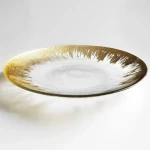 Handmade Luxury Gold Edged Glass Tableware Transparent Glass Dining Plates Household Fruit Plates