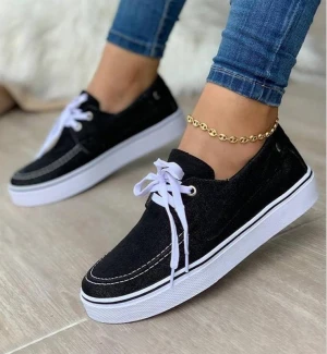 HB843A New Fashion Womens Flat Shoes 2021 Summer Casual Large Size Lace-up Canvas Shoes Casual