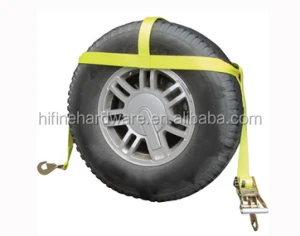 HI-FINE Tie Down Strap and Ratchet for tire, auto tie down