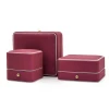 High-end fashion square rounded white leather jewelry box set ring necklace earrings bracelet box wholesale