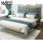 High end hotel bedroom sets gold metal bed for sale