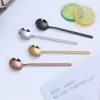 High Quality 304 Stainless Steel Korean Colorful Cutlery Mixing Coffee Dessert Ladle Spoon Scoop with Long Handle