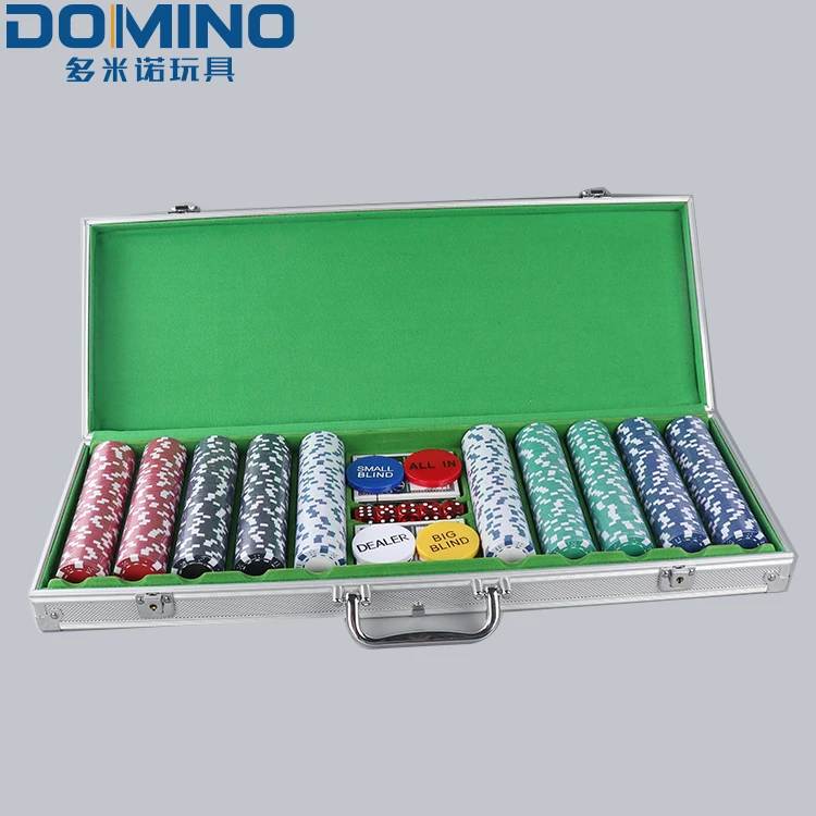 high quality 500 pcs poker chip set aluminium case custom clay poker chip with suitcase