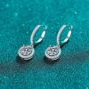 High-quality 925 sterling silver earrings for women Moissanite round earrings with pt950 gold plated earrings for women