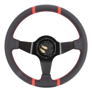 High Quality Metal + Leather Car Modified Racing Sport Horn Button Steering Wheel, Diameter: 35cm