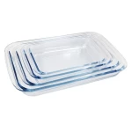 High Quality Rectangular 3-piece set baking tray glass