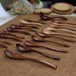 High quality small customized logo ice cream child  wood honey spoon for home