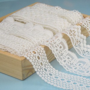 High quality White Border Guipure Lace Trim Cotton Embroidery Lace Trim for Dress Border